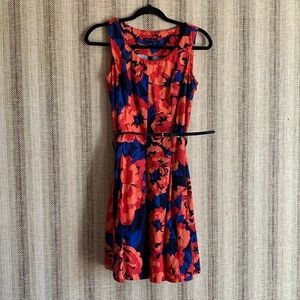 Tommy Hilfiger Size 2 Floral Formal Dress Blue Women’s Clothing Belt Multicolor